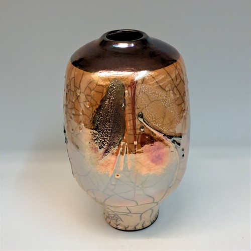 Click to view detail for #230762 Raku Glitter Pot $42